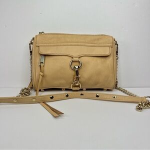 Rebecca Minkoff Leather Mini M.A.C. in Buttery Beige with Gold Hardware